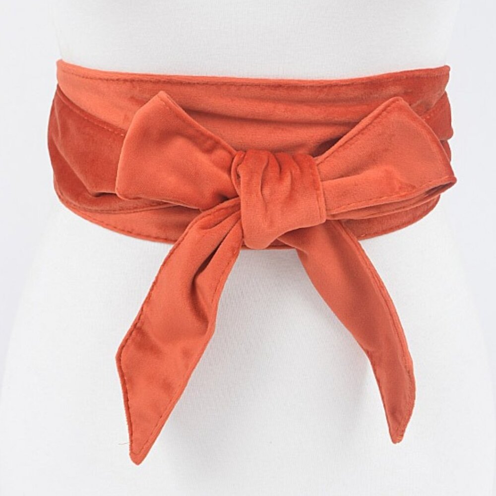 BNWT Brand New Orange Velvet Wrap Belt Obi Belt